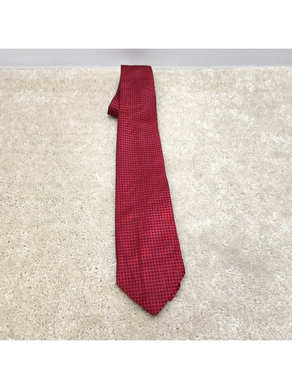 Brooks Basics Pure Silk Necktie Mens Geometric Grid Micro Check USA Made Tie VTG